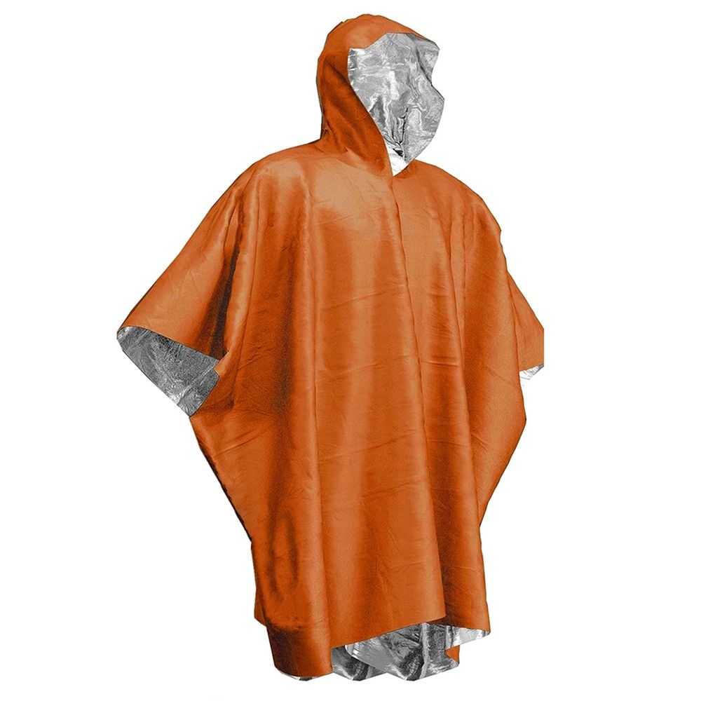 Emergency Poncho Rain - เสื้อกันฝนสำหรับเดินป่าและท่องเที่ยว 1 ชิ้น เสื้อกันฝนฉุกเฉินแบบมีฮู้ดและแขนกันน้ำ สำหรับตั้งแคมป์ พร้อมคุณสมบัติสะท้อนความร้อน