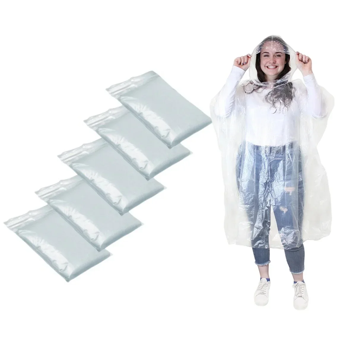 5/10 ชิ้น เสื้อกันฝนแบบใช้แล้ว - Emergency Poncho Rain บทวิจารณ์และราคา